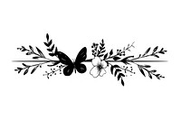 Divider doodle of butterfly pattern white black.
