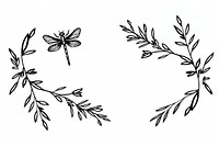 Divider doodle of dragonfly pattern drawing sketch.
