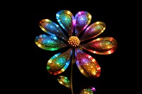 Flower rainbow jewelry light black background.