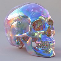 Iridescent skull gemstone jewelry art.