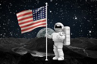 Astronaut' US flag on planet