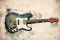 Vintage guitar creativity painting drawing.