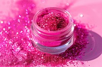 Pink glitter cosmetics vibrant color magenta.
