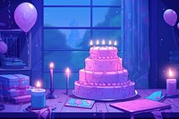 Birthday party purple birthday dessert.