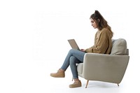 Woman with laptop chair furniture computer.