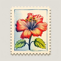 Flower with Risograph style plant inflorescence postage stamp.