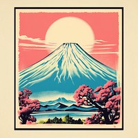 Fuji with Risograph style mountain outdoors nature.