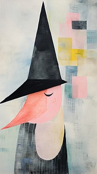 Witch hat mystery abstract painting art.