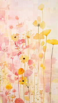 Flower meadow grid abstract painting pattern.