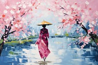Sakura in japan painting blossom flower.