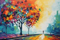 Tree painting backgrounds street.