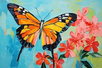 Butterfly painting flower animal.