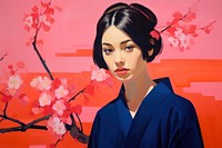 Sakura in japan painting portrait flower.
