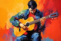 Guitar painting musician adult.