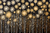 Gold and silver dandelions nature plant art.