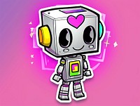 Cute sticker robot technology futuristic creativity.