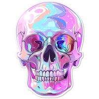 Funny hologram sticker skull purple illustrated photography.