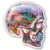 Technology sticker skull art representation architecture.