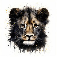 Black color cute lion wildlife painting mammal.