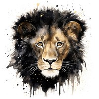 Black color cute lion wildlife painting mammal.