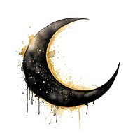 Black color moon night ink white background.