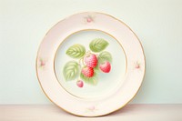 Painting of berry plate porcelain saucer.