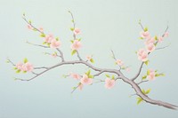 Painting of cherry blossom branch flower plant art.