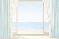 Painting of curtain sea view backgrounds window architecture.