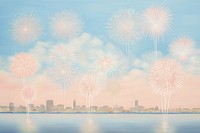 Painting of firework at night fireworks architecture cityscape.