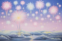 Painting of night sky fireworks backgrounds outdoors.