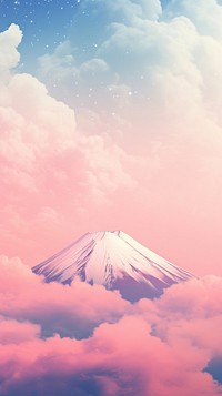 Fuji mountain with Risograph landscape outdoors nature.