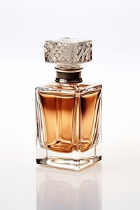 Bottle of perfume cosmetics luxury white background.