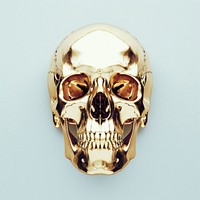 Gold skull disguise jewelry person.