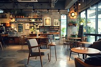 Modern cafe restaurant interior design with cozy chair architecture cafeteria furniture.