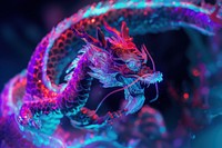 Bioluminescence dragon border background vibrant color underwater undersea.