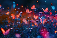 Bioluminescence butterfly meadow background backgrounds outdoors nature.