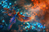 Bioluminescence phoenix background animal bird vibrant color.