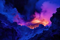 Bioluminescence volcano background mountain outdoors bonfire.