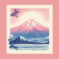 Fuji with Risograph style mountain nature stratovolcano.