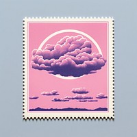 Sky with Risograph style pink postage stamp blackboard.