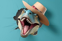 Dinosaur peeking out animal portrait art.