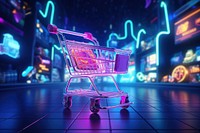Shopping cart futuristic shopping neon.