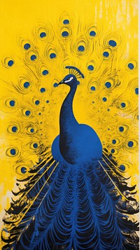 Peacock painting animal yellow.