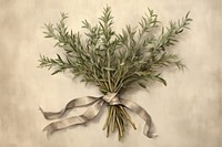 Oil painting of rosemary plant herbs celebration.