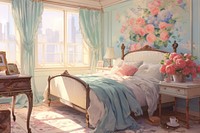 Soft vintage painting bedroom furniture pattern.