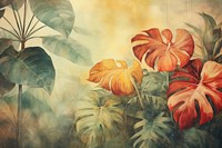 Soft vintage painting of tropical plants backgrounds outdoors flower.