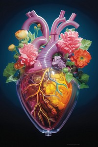 Heart organ with flowers plant creativity freshness.