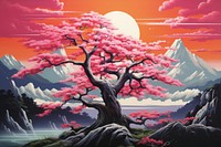 Sakura tree landscape art outdoors painting.