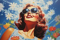 Sky and flowers art sunglasses painting.