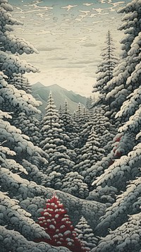 Traditional japanese winter forest landscape outdoors nature.